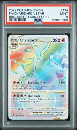 2022 POKEMON SWORD & SHIELD BRILLIANT STARS #174 FULL ART/CHARIZARD VSTAR PSA 9 - Image 1