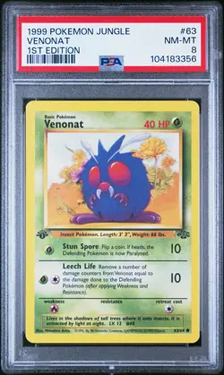 1999 POKEMON JUNGLE 1ST EDITION #63 VENONAT PSA 8 - Image 1