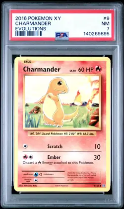 2016 POKEMON XY EVOLUTIONS #9 CHARMANDER PSA 7 - Image 1