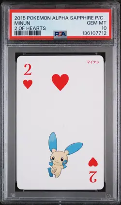 2015 POKEMON ALPHA SAPPHIRE PLAYING CARDS 2 OF HEARTS MINUN PSA 10 - Image 1