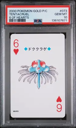 2000 POKEMON GOLD VERSION PLAYING CARDS 6 OF HEARTS #073 TENTACRUEL PSA 10 - Image 1
