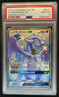 2019 Pokemon SM Hidden Fates Reshiram GX Full Art #SV51/SV94 PSA 10 - Image 1