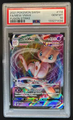2021 Pokemon SWSH Fusion Strike Mew VM #114/264 PSA 10 - Image 1