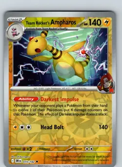Team Rocket's Ampharos 74/182 2025 SV Destined Rivals Reverse Holo Uncommon - Image 1