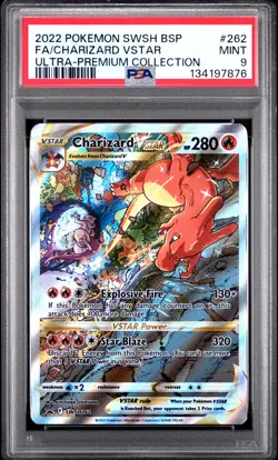 2022 POKEMON SWSH BLACK STAR PROMO #262 FULL ART/CHARIZARD VSTAR PSA 9 - Image 1