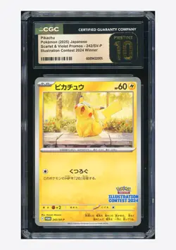 Pokemon CGC 10 PRISTINE Pikachu Promo 2025 242/SV-P Illustration Contest JPN - Image 1