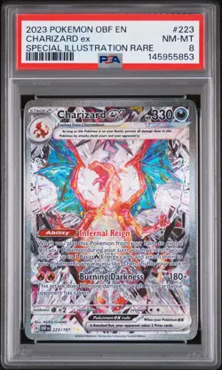 2023 POKEMON OBF EN-OBSIDIAN FLAMES SPECIAL ILLUSTRATION RARE CHARIZARD EX PSA 8 - Image 1