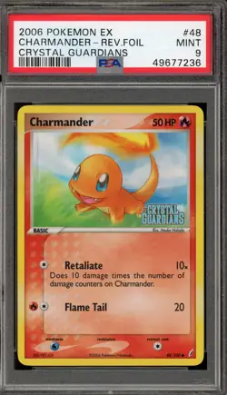 Pokemon Charmander EX Crystal Guardians Reverse Holo #48 PSA 9 Mint - Image 1