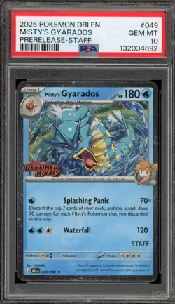 Pokemon Misty's Gyarados STAFF Destined Rivals Prerelease Holo Rare #049 PSA 10 - Image 1