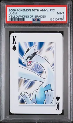 2006 POKEMON CENTER 10TH ANNIVERSARY PLAYING CARDS YELLOW DECK LUGIA PSA 9 - Image 1