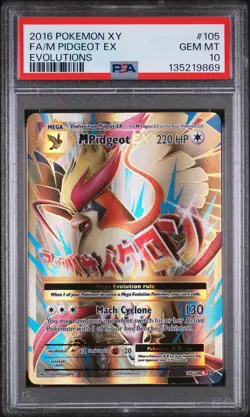 2016 POKEMON XY EVOLUTIONS #105 FULL ART/M PIDGEOT EX PSA 10 - Image 1