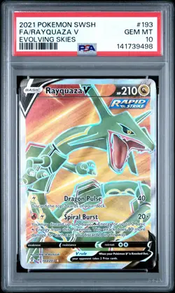 2021 POKEMON SWORD & SHIELD EVOLVING SKIES #193 FULL ART/RAYQUAZA V PSA 10 - Image 1