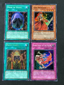 Yugioh 4X LON Holo Original Unlimited Fire Princess Mage Power Mask NM+ - Image 1