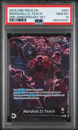 2025 ONE PIECE ENGLISH VERSION 2ND ANNIVERSARY SET #081 MARSHALL D. TEACH PSA 10 - Image 1