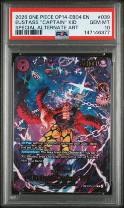 2026 ONE PIECE THE AZURE SEA'S SEVEN SPECIAL ALT ART EUSTASS CAPTAIN KID PSA 10 - Image 1