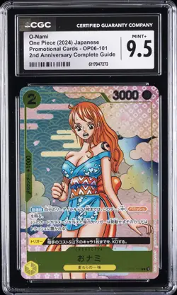 2024 ONE PIECE PROMO CARDS JPN 2ND ANV COMPLETE GUIDE #OP06-101 O-NAMI CGC 9.5 - Image 1