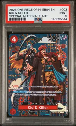2026 ONE PIECE OP14-EB04-THE AZURE SEA'S SEVEN #003 KID & KILLER PSA 9 - Image 1