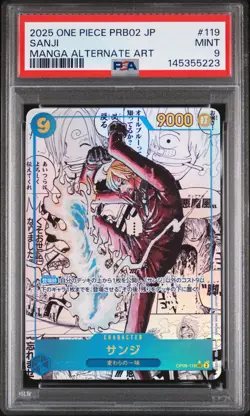 2025 ONE PIECE JAPANESE PRB02 MANGA ALTERNATE ART #119 SANJI PSA 9 - Image 1