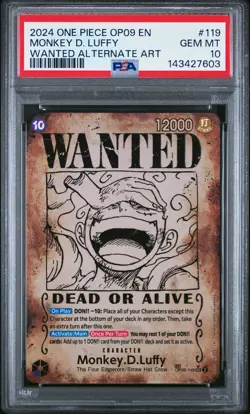 2024 ONE PIECE EMPERORS IN THE NEW WORLD WANTED ALT ART MONKEY D. LUFFY PSA 10 - Image 1