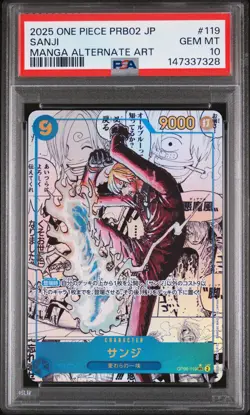 2025 ONE PIECE JAPANESE PRB02 MANGA ALTERNATE ART #119 SANJI PSA 10 - Image 1