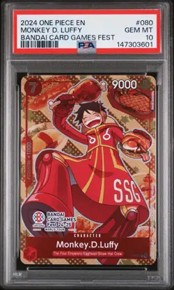 2024 ONE PIECE PROMOS BANDAI CARD GAMES FEST #080 MONKEY D. LUFFY PSA 10 - Image 1