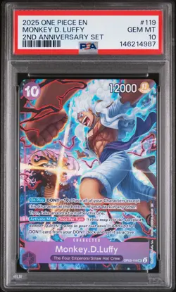 2025 ONE PIECE ENGLISH VERSION 2ND ANNIVERSARY SET #119 MONKEY D. LUFFY PSA 10 - Image 1