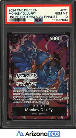 One Piece 2024 Monkey D. Luffy 091 Online Regionals V3 FINALIST GEM MINT PSA 10 - Image 1