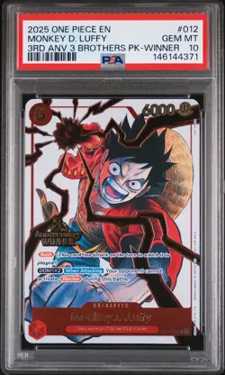 2025 ONE PIECE 3RD ANV TOURNAMENT 3 BROTHERS PACK WINNER MONKEY D. LUFFY PSA 10 - Image 1