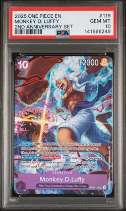 2025 ONE PIECE ENGLISH VERSION 2ND AANNIVERSARNV SET #119 MONKEY D. LUFFY PSA 10 - Image 1