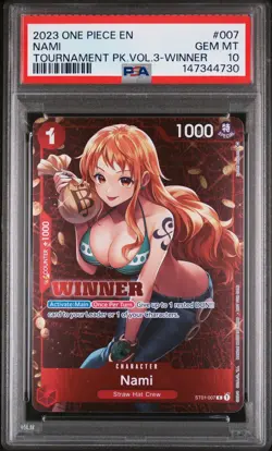 2023 ONE PIECE PROMOS TOURNAMENT PACK VOL.3-WINNER #007 NAMI PSA 10 - Image 1