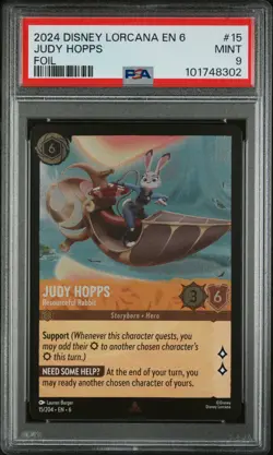 2024 DISNEY LORCANA EN 6-AZURITE SEA FOIL JUDY HOPPS - RESOURCEFUL RABBIT PSA 9 - Image 1