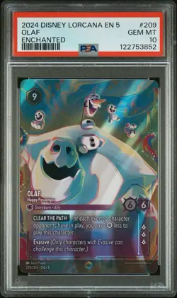 Disney Lorcana 2024 Shimmer Skies Olaf Happy Passenger PSA 10 Enchanted #209/204 - Image 1