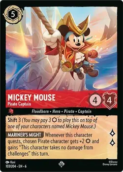 Disney Lorcana TCG - Azurite Sea Mickey Mouse Pirate Captain Super Rare 103/204 - Image 1