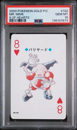 2000 POKEMON GOLD VERSION PLAYING CARDS 8 OF HEARTS #122 MR. MIME PSA 10 - Image 1