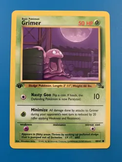 1st Edition Grimer 48/62 Fossil Set Rare Vintage 1999 Pokemon Card - NM - Image 1