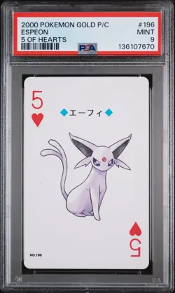 2000 POKEMON GOLD VERSION PLAYING CARDS 5 OF HEARTS #196 ESPEON PSA 9 - Image 1