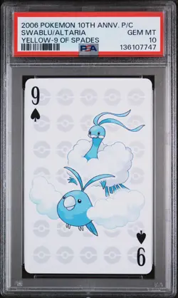 2006 POKEMON CENTER 10TH ANV PLAYING CARDS YELLOW DECK ALTARIA/SWABLU PSA 10 - Image 1