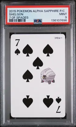 2015 POKEMON ALPHA SAPPHIRE PLAYING CARDS 7 OF SPADES SHELGON PSA 9 - Image 1