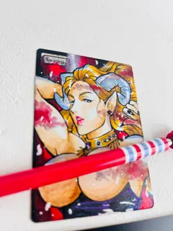 Hand Painted Altered MTG Card,Anime Girl,waifu FromJapan 2026 #s10 swamp - Image 2