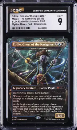 2025 MTG MYTHIC RARE FOIL BORDERLESS #2183 EDDIE GHOST OF THE NAVIGATOR CGC 9 - Image 1