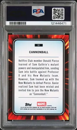 2025 TOPPS CHROME MARVEL BLUE & GREEN SHIMMER #51 CANNONBALL 134/199 PSA 8 - Image 2