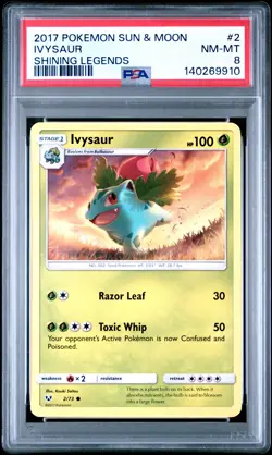 2017 POKEMON SUN & MOON SHINING LEGENDS #2 IVYSAUR PSA 8 - Image 1