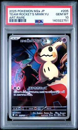 2025 POKEMON JPN M2A-MEGA DREAM EX ART RARE #205 TEAM ROCKET'S MIMIKYU PSA 10 - Image 1