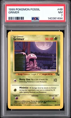 1999 POKEMON FOSSIL #48 GRIMER PSA 7 - Image 1