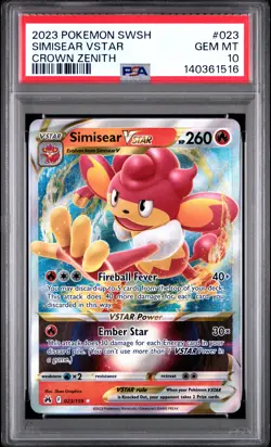 2023 POKEMON SWORD & SHIELD CROWN ZENITH #023 SIMISEAR VSTAR PSA 10 - Image 1
