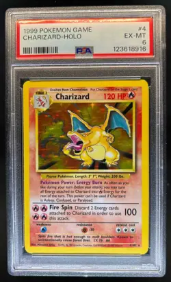 1999 Pokemon Unlimited Charizard Rare Holo #4/102 PSA 6 - Image 1