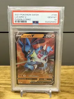 2021 Pokemon SWSH Lucario V Fusion Strike #146 PSA 10 - Image 1