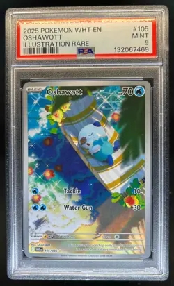 2025 Pokemon White Flare Oshawott Illustration Rare #105/086 PSA 9 - Image 1