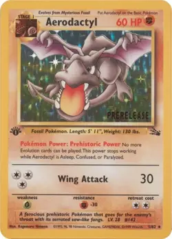 Pokemon Aerodactyl Prerelease Fossil 1st Edition Holo Card 1/62 English 1999 - Image 1