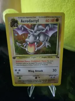 Pokemon Aerodactyl Prerelease Fossil 1st Edition Holo Card 1/62 English 1999 - Image 2